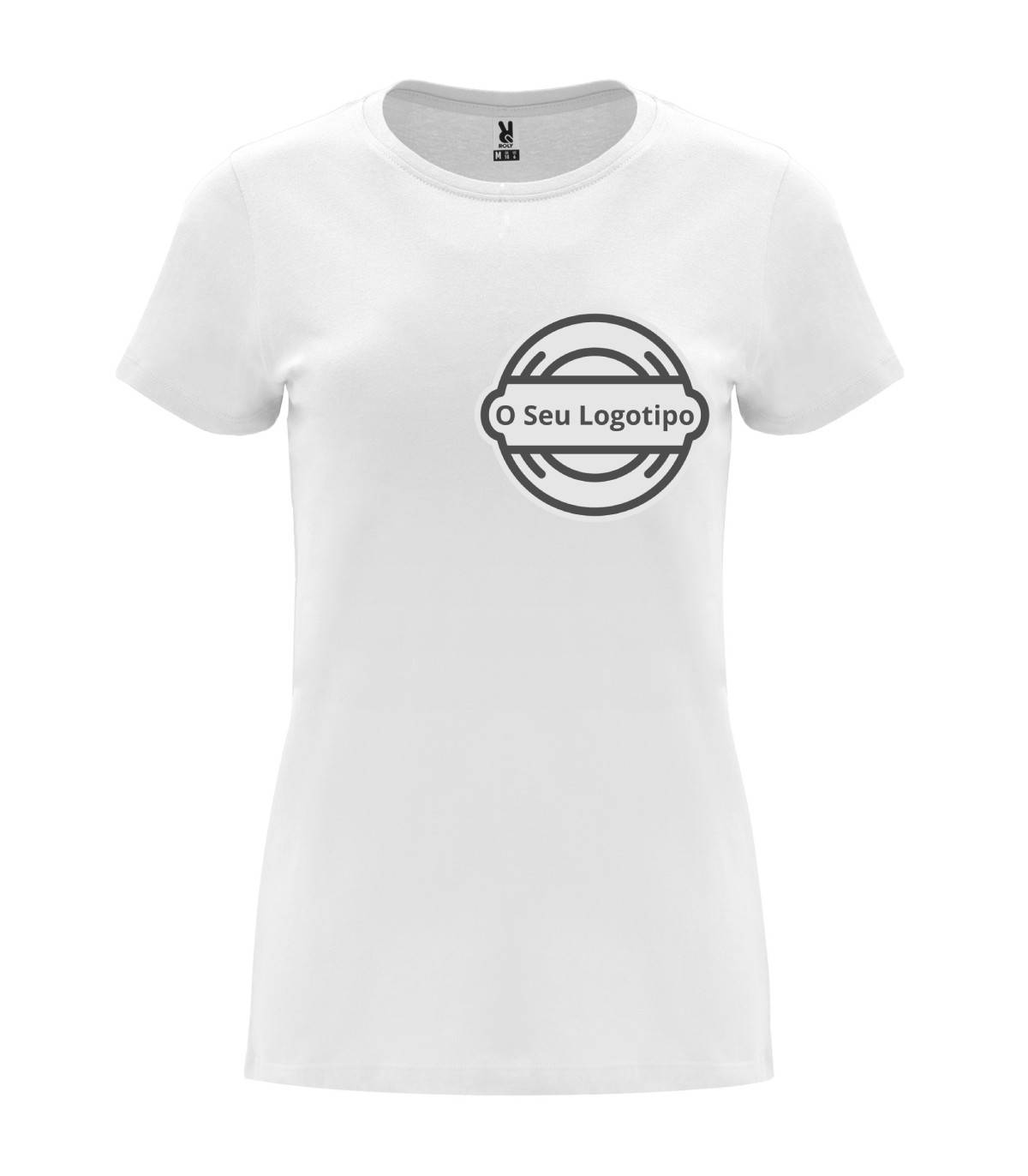 T-shirt feminina com o seu próprio logotipo