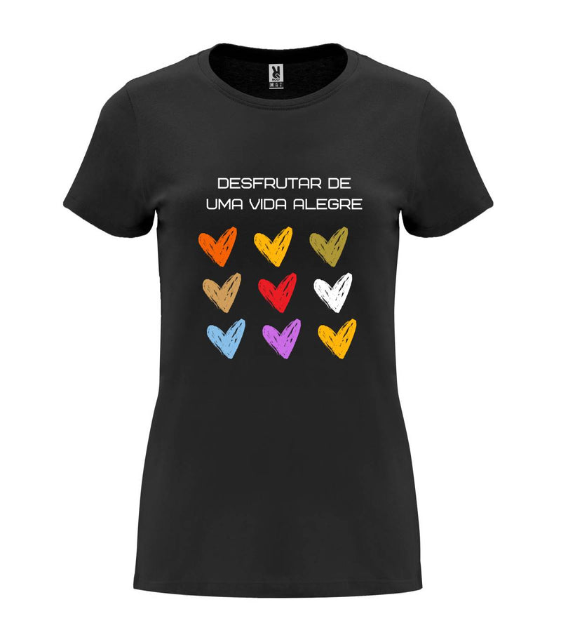 T-shirt feminina Desfrutar de Uma Vida Alegre