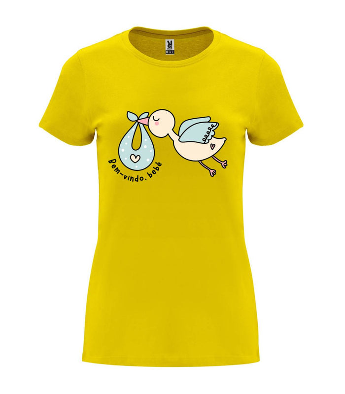 T-shirt feminina Bem-vindo, Bebé